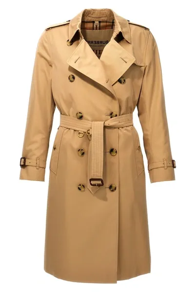 Burberry Tailored Trench Coat With Functional Design In Cream