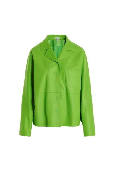 Loewe Anagram Buttoned Jacket In Green