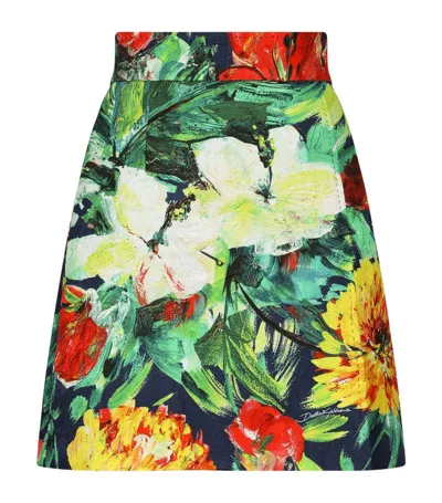 Dolce & Gabbana Floral-print High-waisted Miniskirt In Stampa