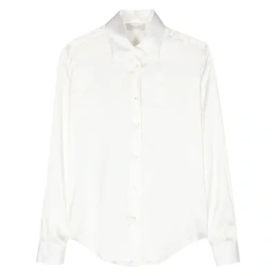 Mazzarelli Long-sleeve Satin Shirt In Neutrals