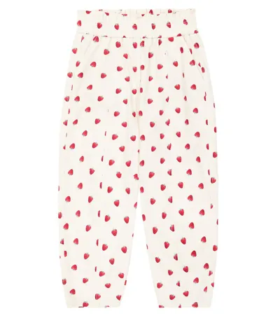 Monnalisa Kids' Printed Cotton-blend Gabardine Pants In Multicoloured