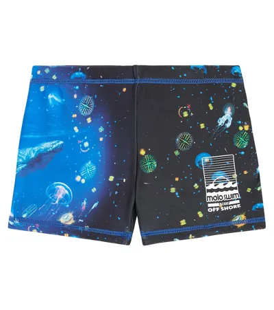 Molo Kids' Bedruckte Badeshorts Norton Placed In Multicolor