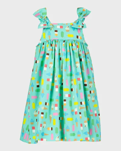 Rachel Riley Kids' Girl's Ice Lolly-print Sleeveless Sundress In Aqua