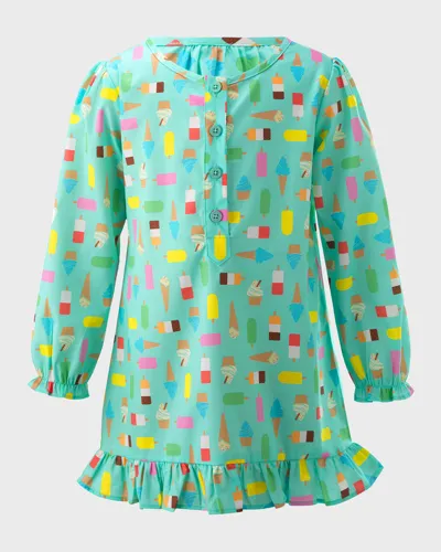 Rachel Riley Kids' Girl's Ice Lolly Ruffled Dress Coverup In Aqua