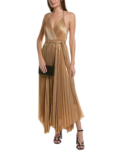 Alice And Olivia Alice + Olivia Tresa Plissé Chiffon Maxi Dress In Brown