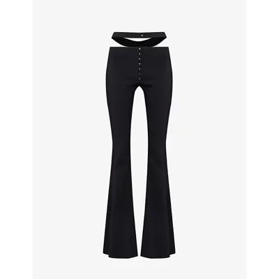 Mugler Cut-out Detailing Flared Trousers In Black