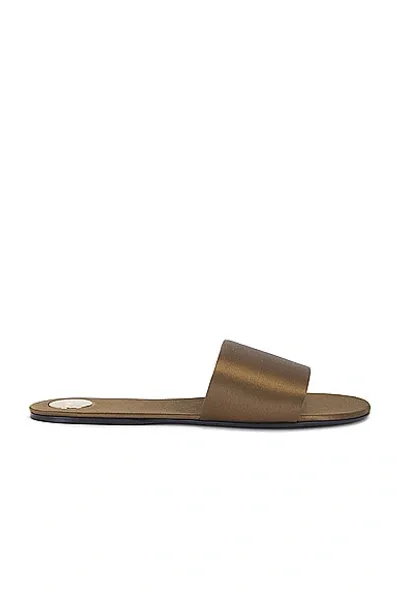 Saint Laurent Carlyle Flat Slide In Khaki