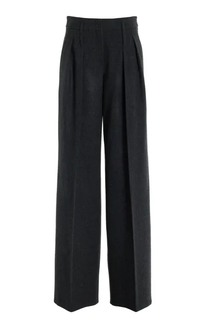 Michael Kors Double-belted Wool-flannel Trousers In Grey