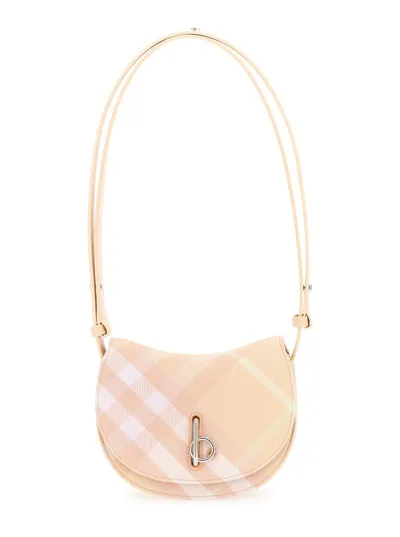 Burberry Mini Rocking Horse Checkered Shoulder Bag In Pink