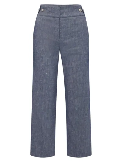 Veronica Beard Women's Aubrie Linen-blend Straight-leg Pants In Blue Melange