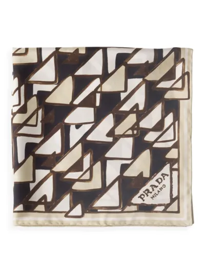 Prada Geometric-print Silk Scarf In Black Multi