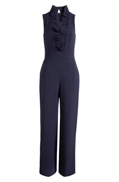 Eliza J Women's Ruffle Trim Sleeveless Jumpsuit In Navy