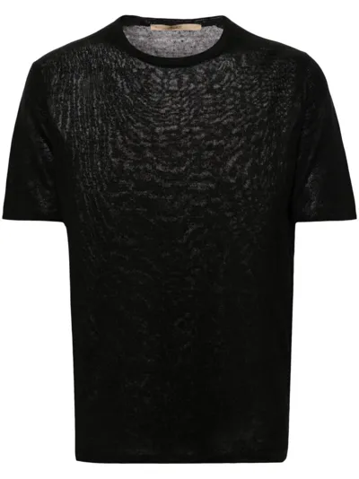 Nuur Short-sleeve Linen Jumper In Black