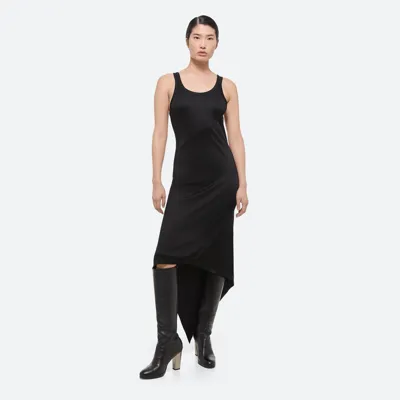 Helmut Lang Jersery Scarf Hem Tank Dress In Black