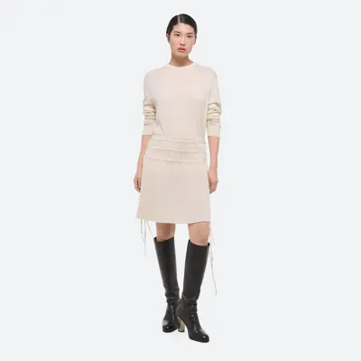 Helmut Lang Pleated Satin Skirt In Ivory