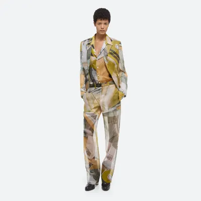 Helmut Lang Printed Silk Classic Blazer In Yellow Car Print