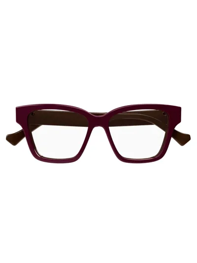 Gucci Rectangle Frame Glasses In 005 Burgundy Burgundy Tra