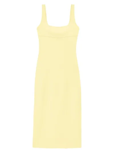 Another Tomorrow Women's Heavy Crêpê Tie-back Sheath Maxi Dress In Lemon