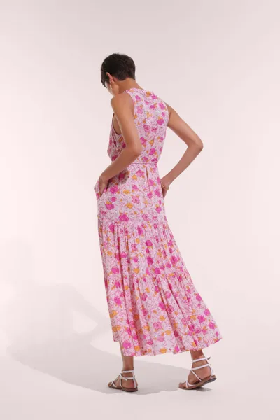 Poupette St Barth Long Dress Nana In Pink Petunia