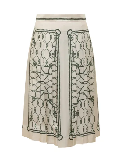 Tory Burch Silk Skirt In Green Knot