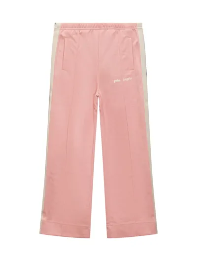 Palm Angels Kids' Logo-print Wide-leg Track Pants In Pink