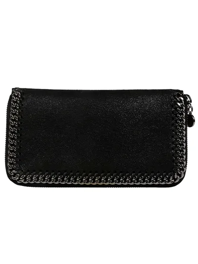 Stella Mccartney Chain Zip Around Wallet In Black