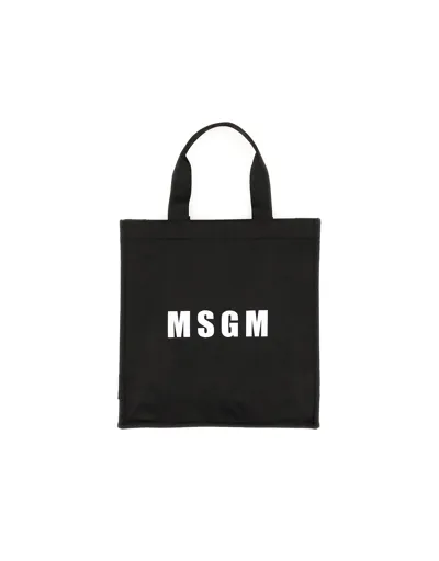 Msgm Tote Bag With Logo In Black