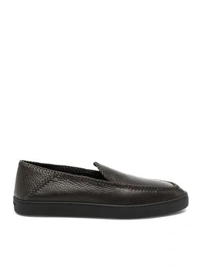 Giorgio Armani Men's Leather Easy Loafers In Black