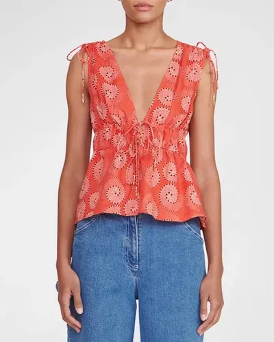 Staud Kai Printed Halterneck Crop Top In Pink