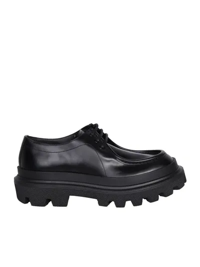 Dolce & Gabbana Brushed Calfskin Derby Shoes In Black