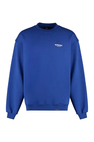 Represent Owners Club Logo Cotton Sweatshirt In Blue