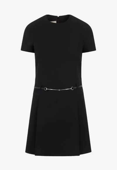 Gucci Wool And Silk Mini Dress In Black