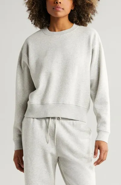 Zella Cloud Fleece Sweatshirt In Grey Light Heather