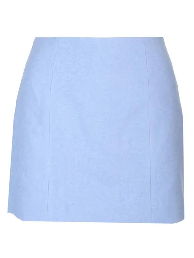 Patou Stretch Tweed Mini Skirt In Blue