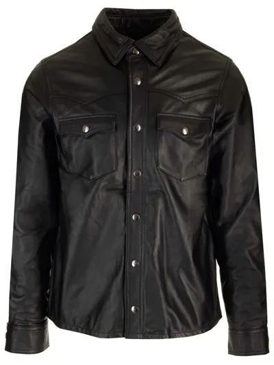 Giorgio Brato Black Leather Texas Shirt