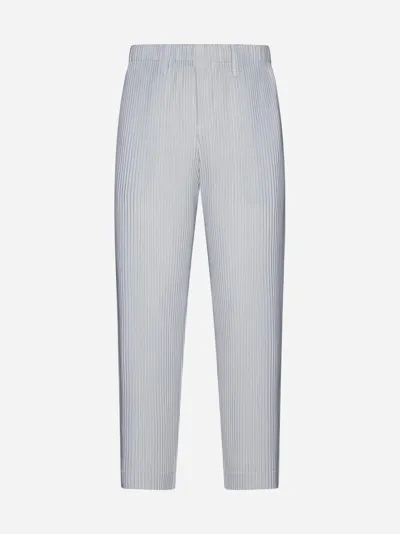 Issey Miyake Pleated Fabric Trousers In Light Grey