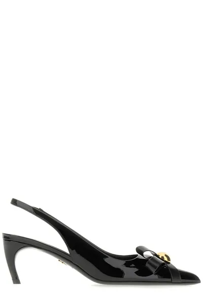 Ferragamo Salvatore  Bow Detailed Slingback Pumps In Black