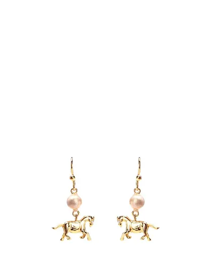 Marni Horse Pendant Embellished Earrings In Gold