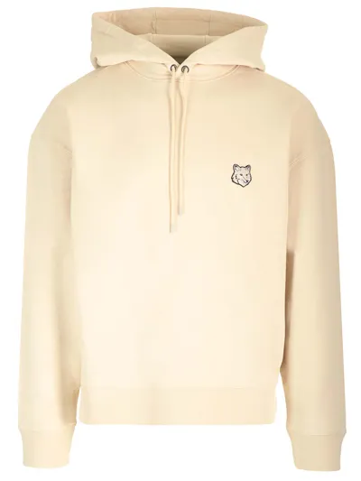 Maison Kitsuné Logo Patched Hooded Sweatshirt In Paper