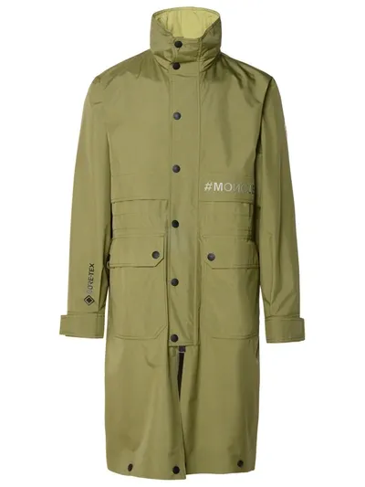 Moncler High Neck Long Parka In Green