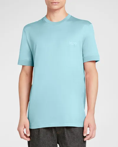 Knt Men's Outline Logo Crewneck T-shirt In Aqua