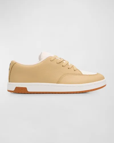 Kenzo Men's Dome Bicolor Leather Low-top Sneakers In Neutrals