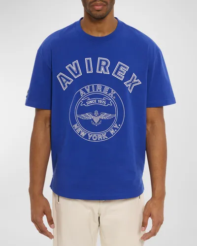 Avirex Men's Stadium Logo-print Crewneck T-shirt In Mazerine Blue