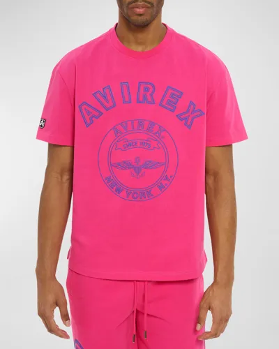 Avirex Men's Stadium Logo-print Crewneck T-shirt In Fuchsia