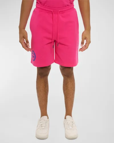 Avirex Men's Stadium Drawstring Cotton Shorts In Fuchsia