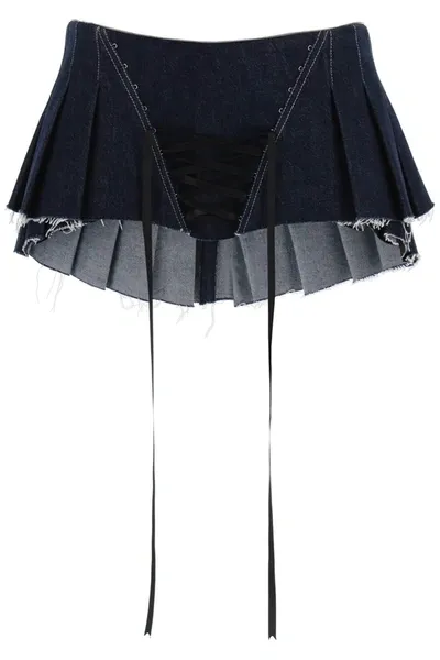 Dilara Findikoglu Micro Pleated Skirt With Corset In Blue