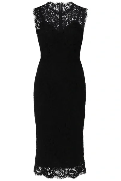 Dolce & Gabbana Black Floral Lace Sheath Sleeveless Mini Dress