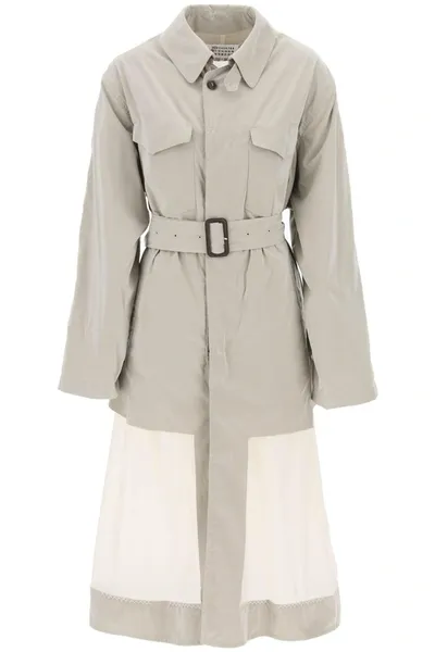 Maison Margiela Trench Reversibile Con Dettagli Décortiqué In Cream