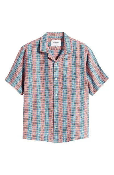 Corridor Iris Plaid Short Sleeve Button-up Shirt In Pink