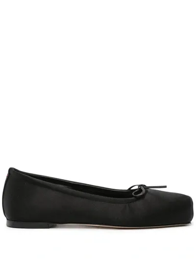 Aeyde Gabriella Satin Ballerina Shoes In Black